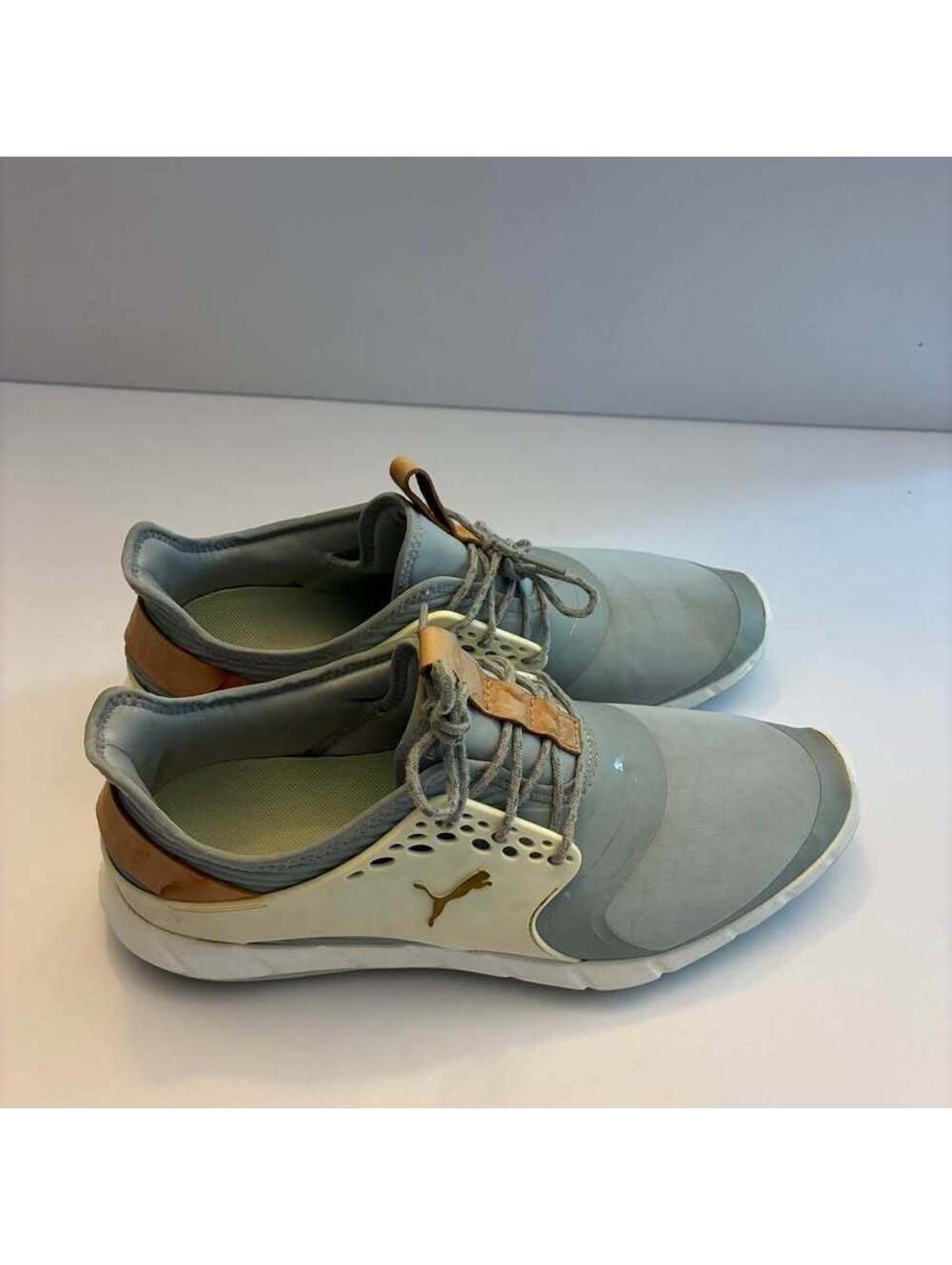 PUMA Ignite PWRSPORT Spikeless Golf Shoes Men’s US 11 Gray Team Gold White